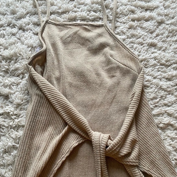 Sabo Skirt Tan Knit Tie Dress (s) - Picture 2 of 5